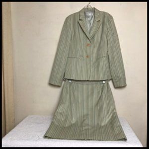 Crisp Striped Fully Lined Jacket Skirt Set Size 10